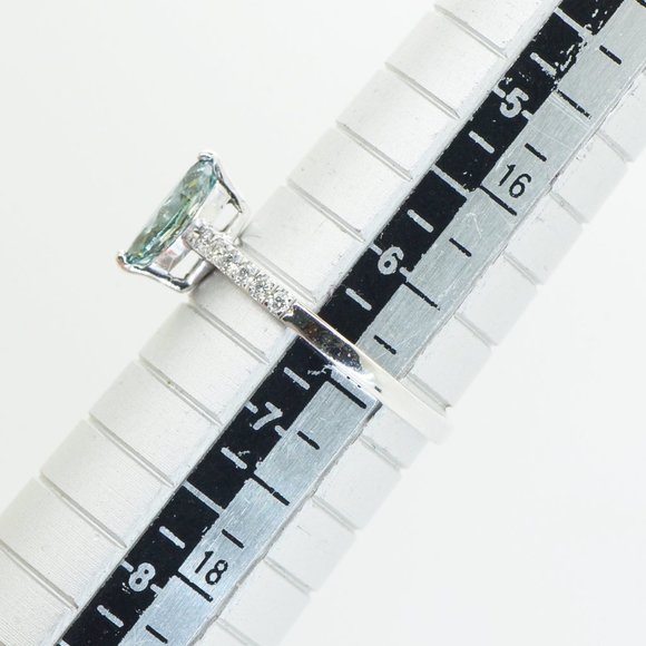 Blue Marquise Cut Diamond Engagement Ring 14K White Gold 0.83 TCW - Picture 6 of 9